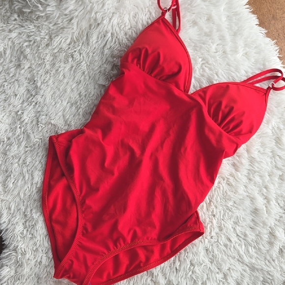 Athleta Kihei Loop-back Strappy Red One-piece Small - Picture 4 of 9
